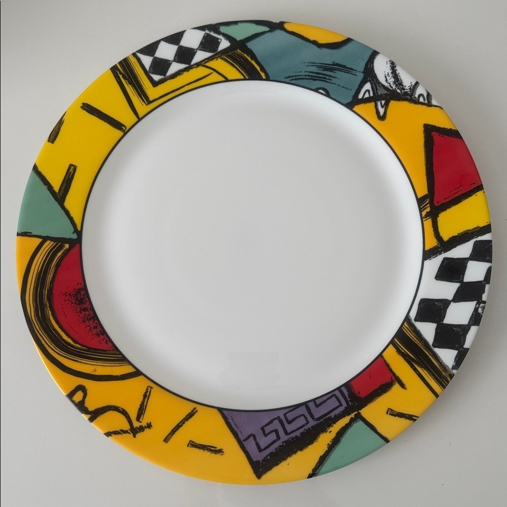 Vintage Acropal Patchwork Colorful Geometric Patterned Dinner Plates Set of 5 - Picture 8 of 8